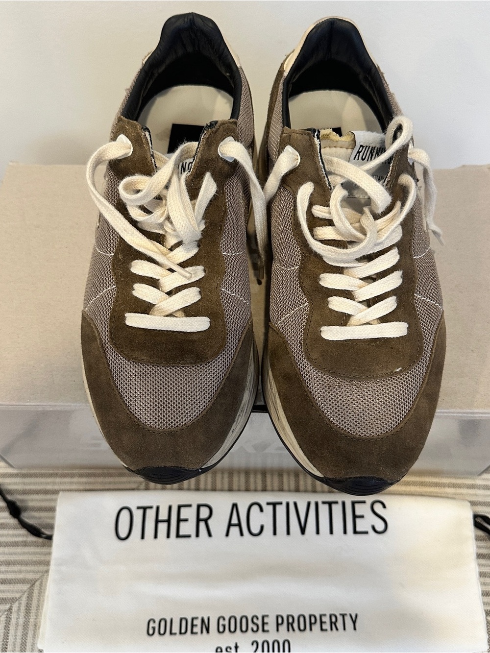 Golden Goose Running Sole Olive Green Cream 38